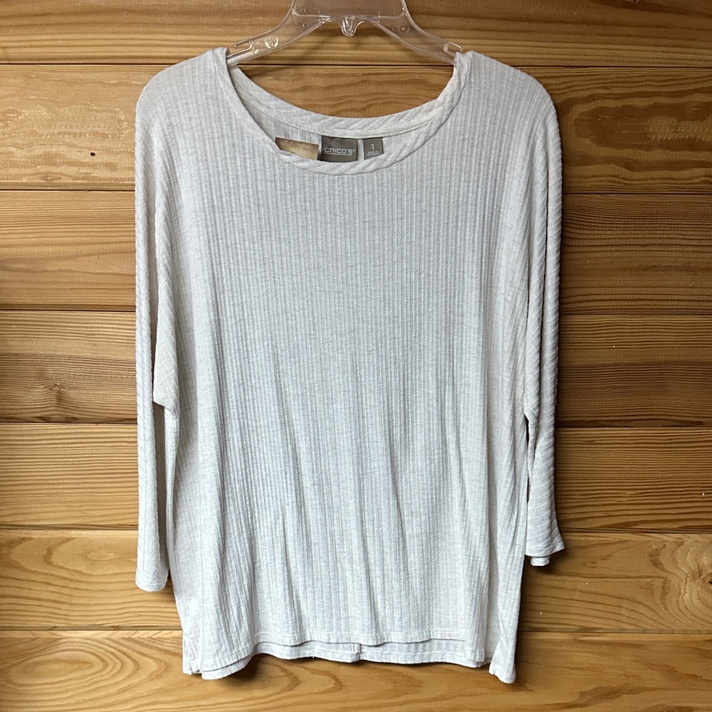 Chico's Women's Off White 3/4 Sleeve Top Size 1